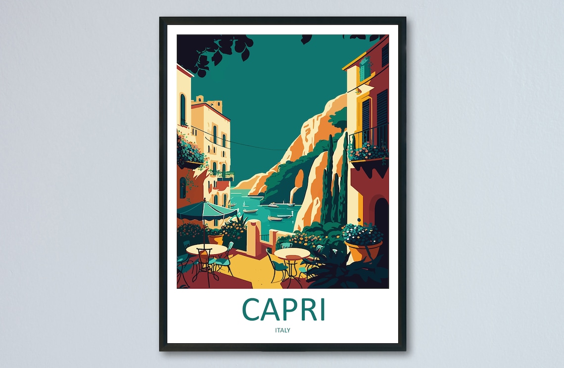 Capri Travel Poster, Italy Coastal Wall Art