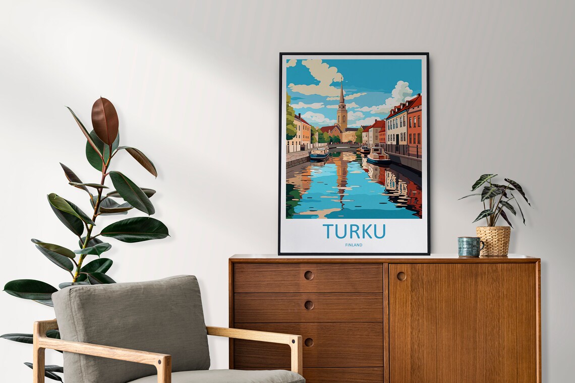 Turku Travel Print Wall Art Turku Wall Hanging Home Decor Turku Gift Art Lovers Wall Art Print Art Turku Wall Print Finland Travel Poster - Image 2