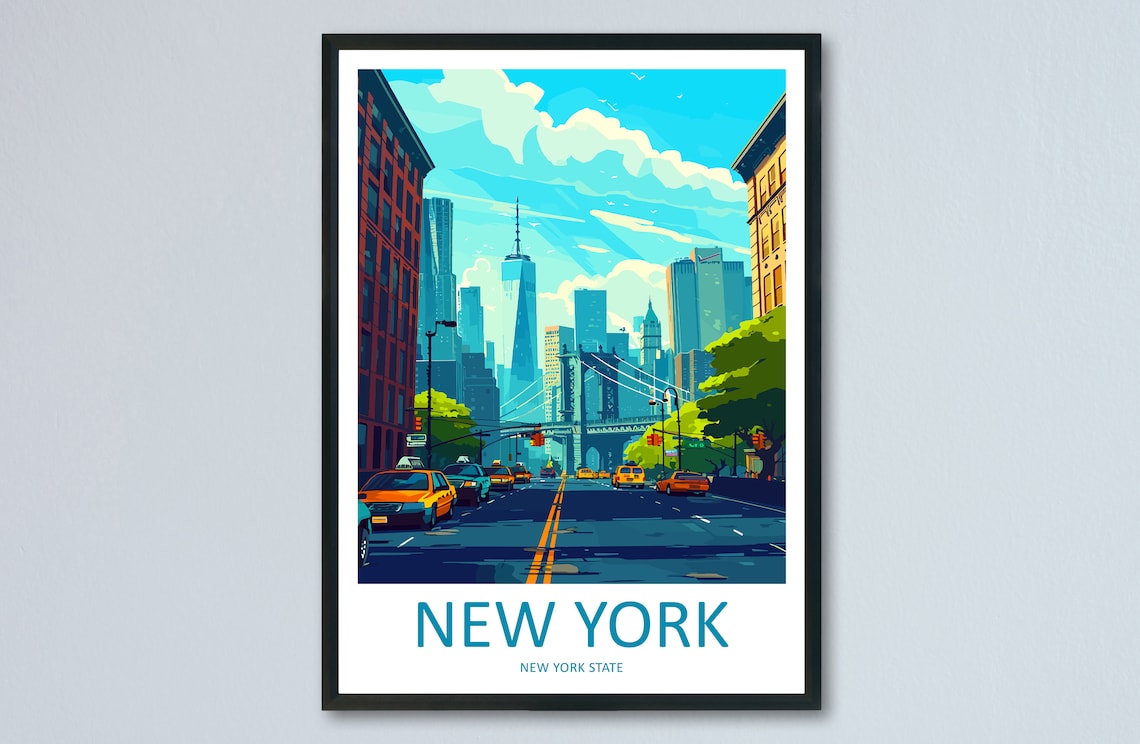New York Travel Poster, New York State Wall Decor