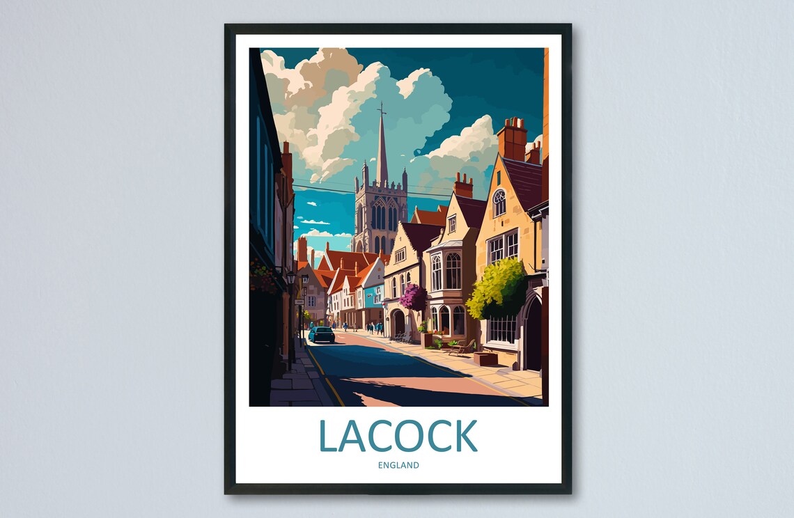 Lacock Travel Poster, England Village Wall Decor