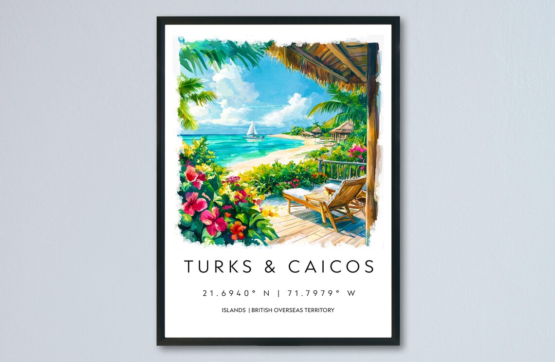Turks And Caicos Watercolor Travel Poster