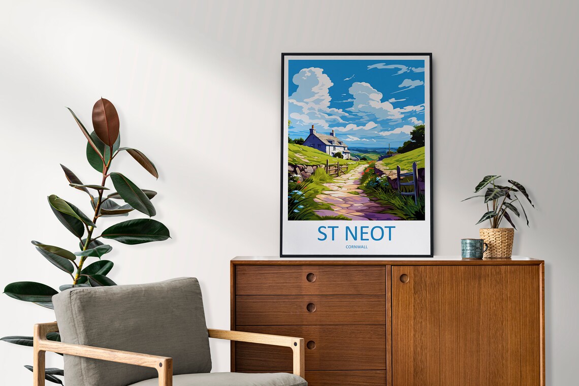 St Neot Travel Poster, Cornwall Place Print - Image 2