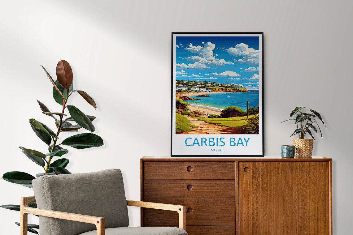 Carbis Bay Travel Poster, Cornwall Place Print - Image 2