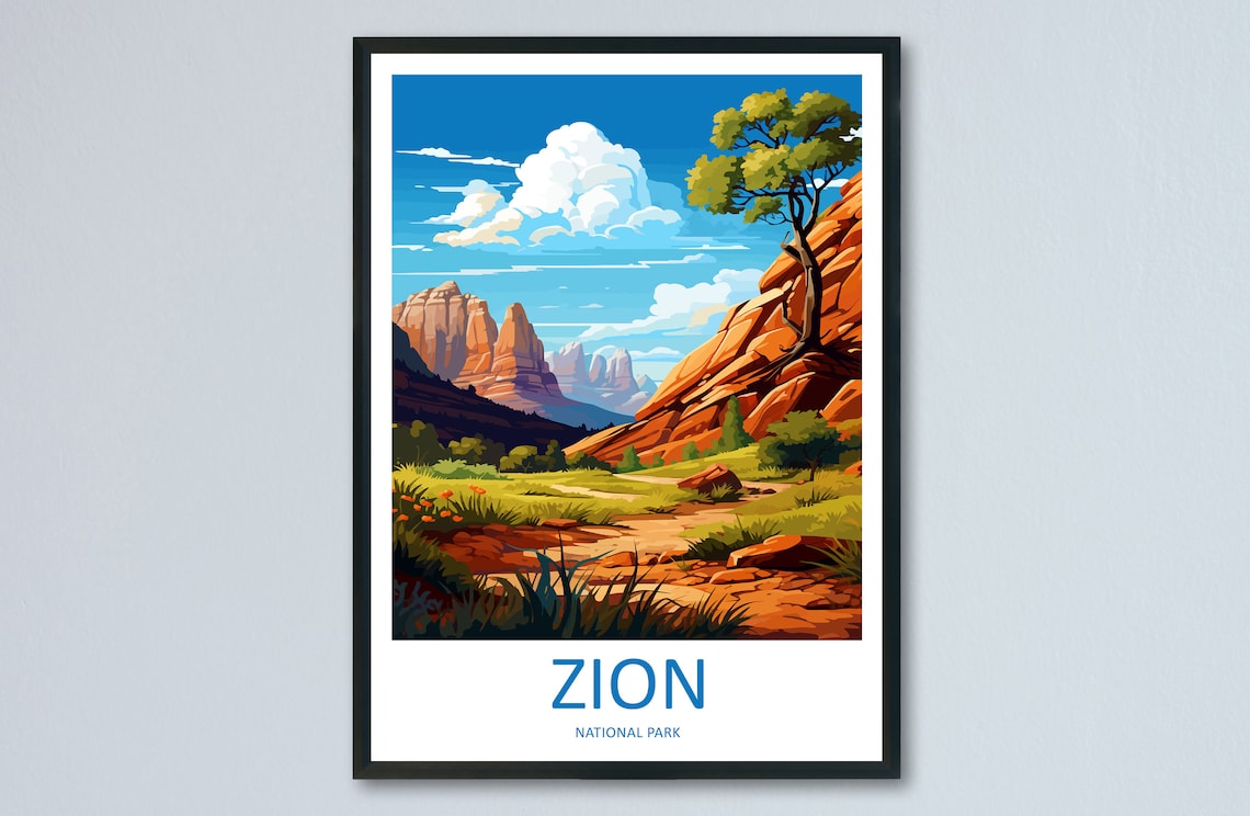 Zion National Park Travel Print Wall Art Zion National Park Wall Hanging Home Dcor Zion National Park Art Lovers Utah Art Lover Gift