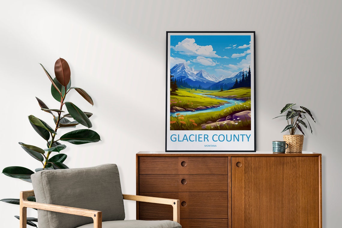 Glacier County Montana Alpine Meadow Stream Wildflowers Travel Poster - Image 2