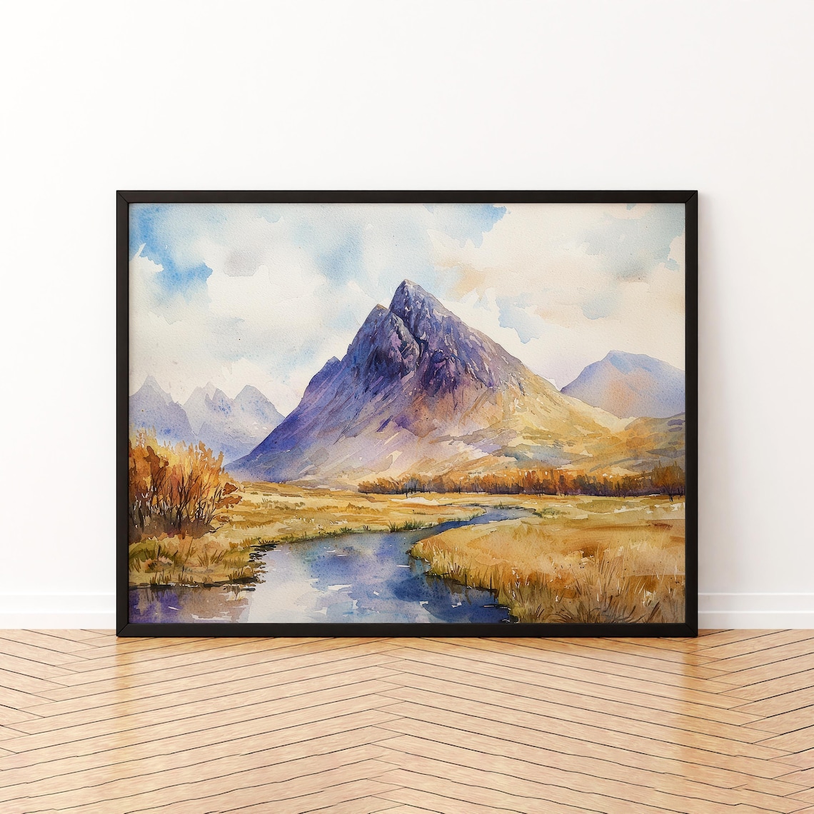 Glencoe Watercolor Landscape, Scotland Travel Poster