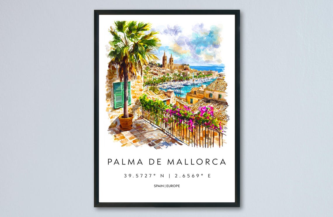Palma de Mallorca Spain Watercolor Harbor Island Balearic Poster