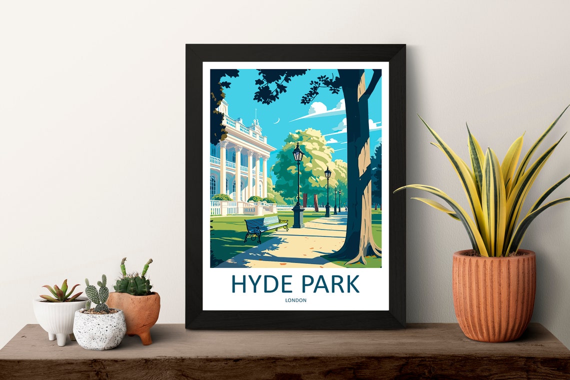 Hyde Park London Sunlit Garden Pathway Classic Travel Poster - Image 3