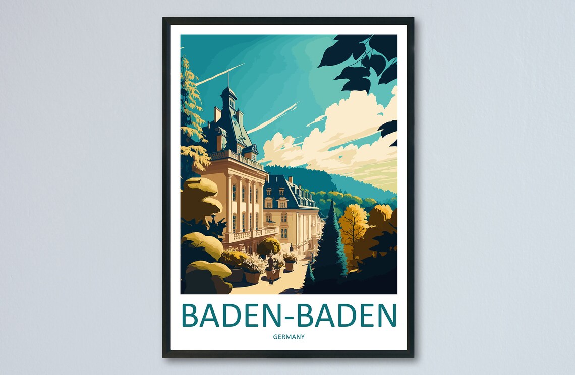 Baden Baden Travel Poster, Germany Art Lovers Gift