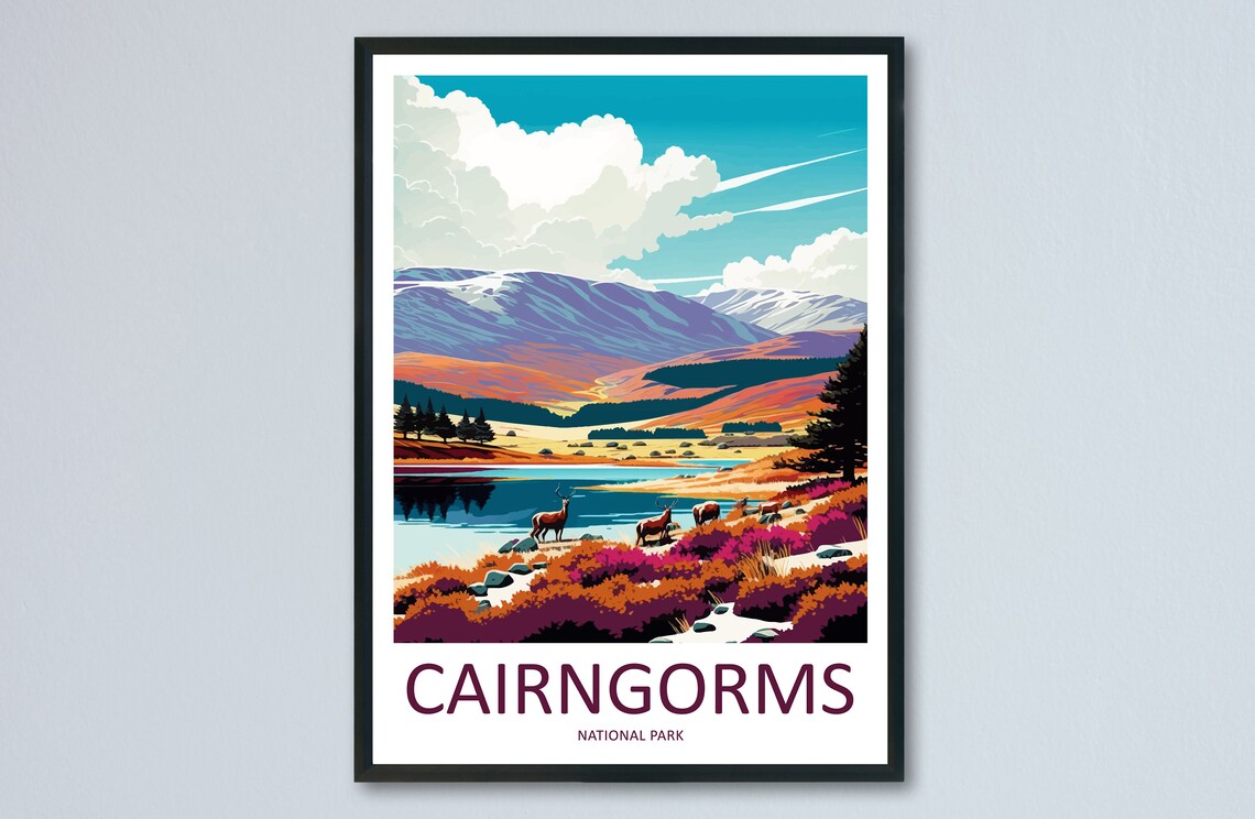 Cairngorms Landscape Art Print, Scotland Travel Poster