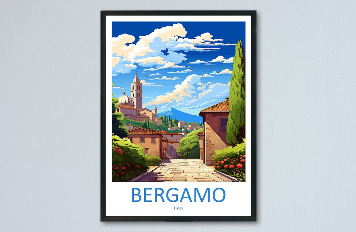 Bergamo Travel Poster, Italy Place Print
