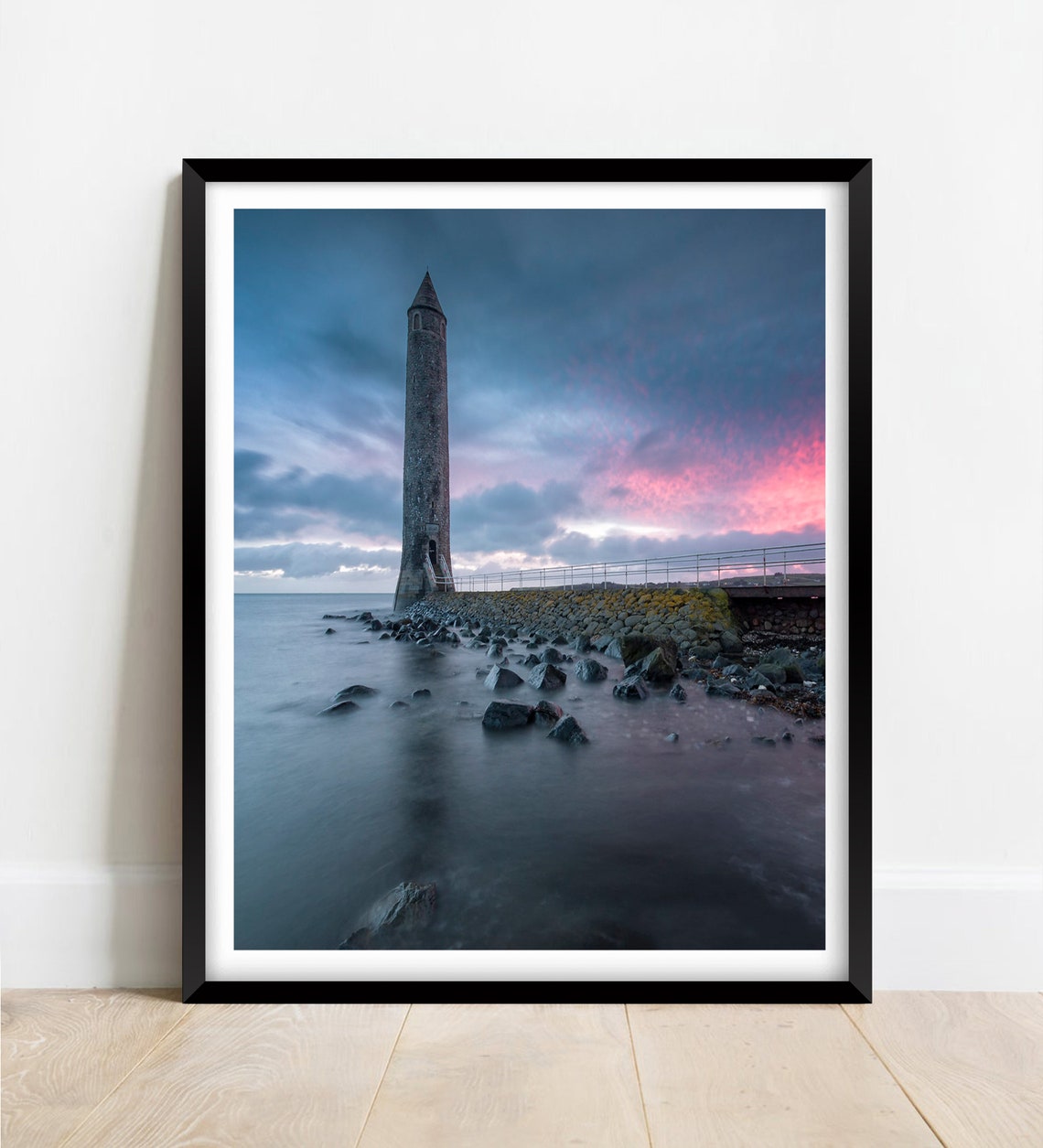 Chaine Memorial Tower At Sunset Over Larne County Antrim Poster
