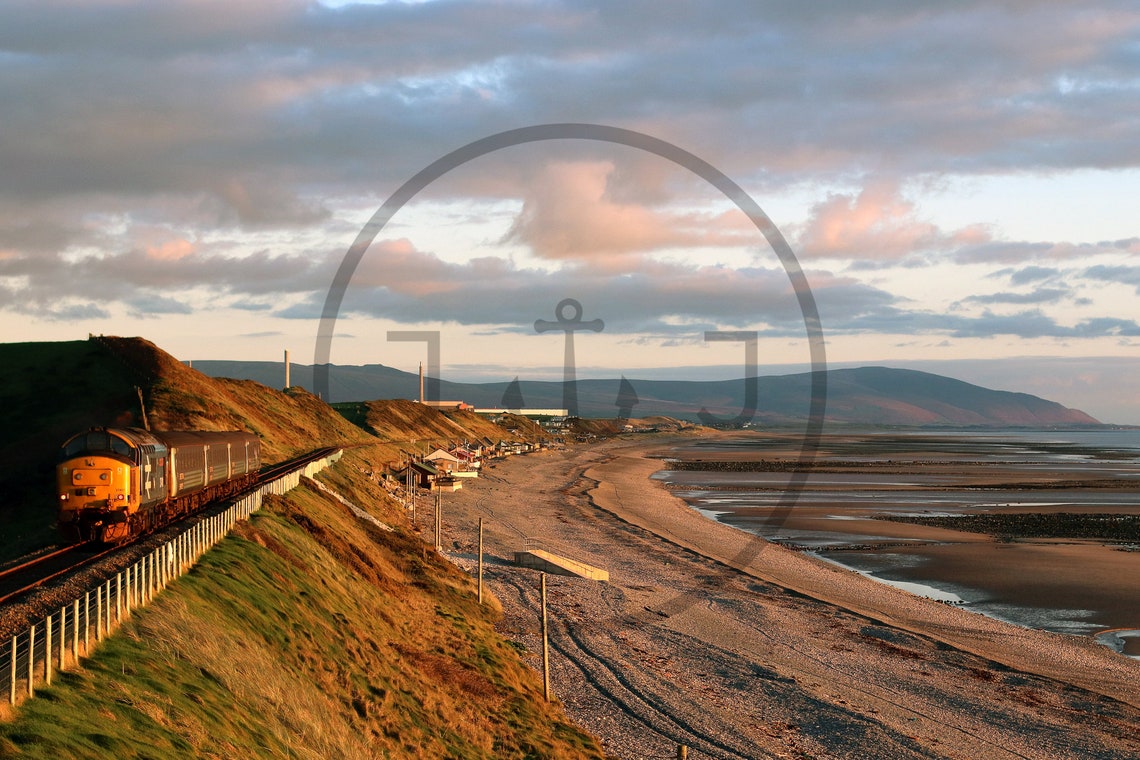 Braystones Beach Train Running Along Cumbria Coastline Poster - Image 3
