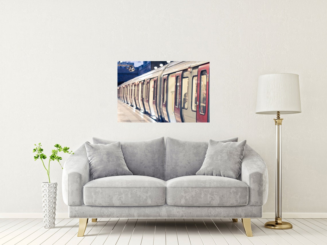 London Underground Tube Train At Station Platform Night Poster - Image 2