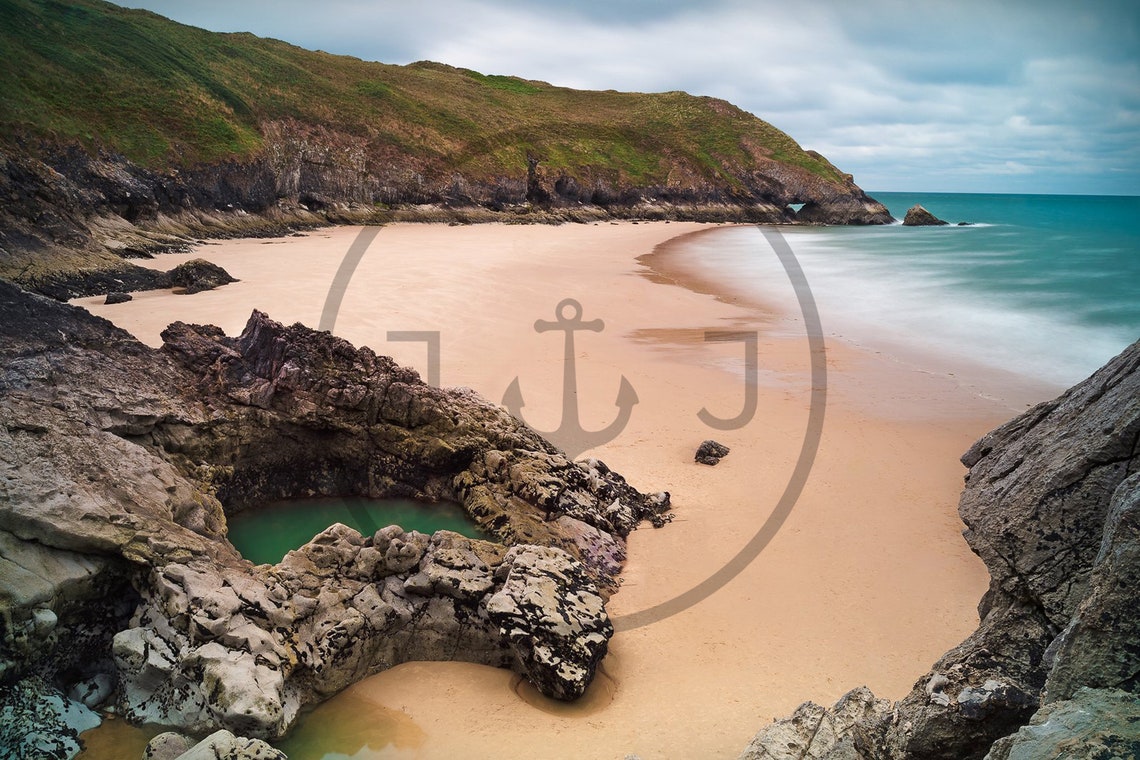 Broughton Bay Blue Pool Beach Gower Wales Golden Sandy Cove Print - Image 3