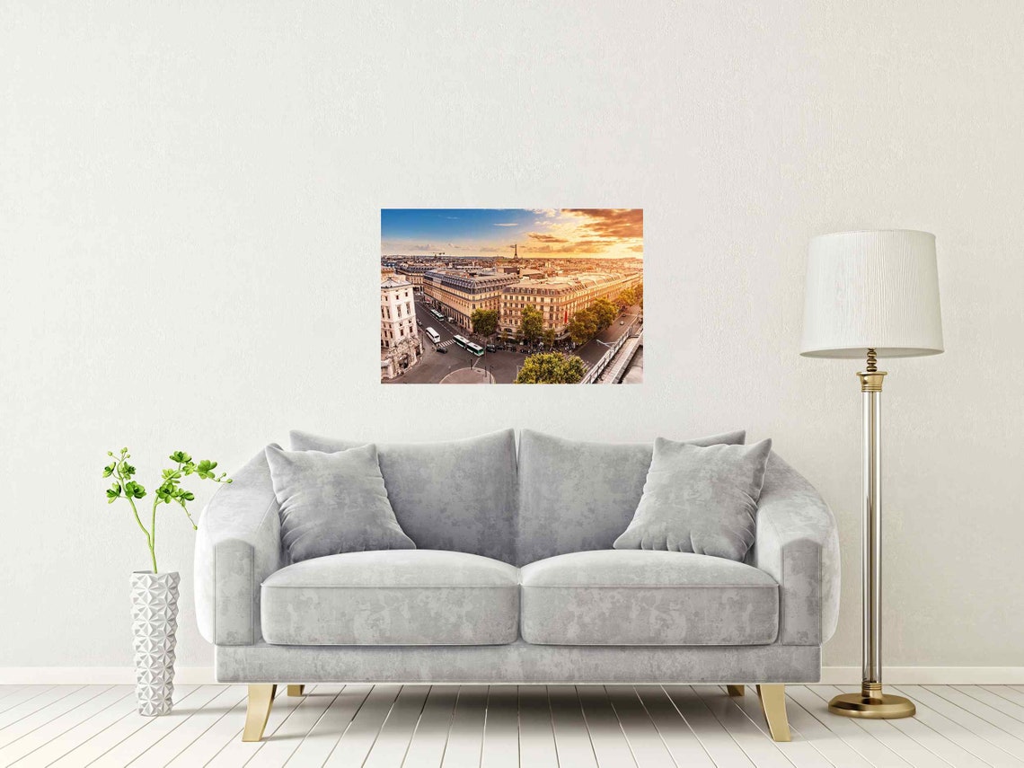Paris France Sunset Rooftops Eiffel Tower Skyline Photo Poster - Image 2