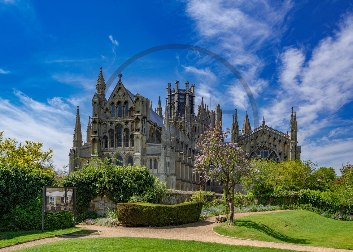 Ely Cathedral Cambridgeshire Gothic Spires In Summer Gardens Poster - Image 3