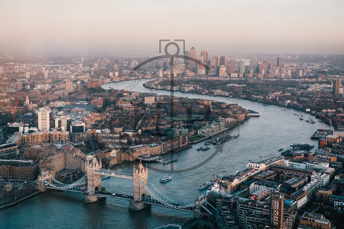 Tower Bridge London River Thames Aerial City Sunset Skyline Poster - Image 3
