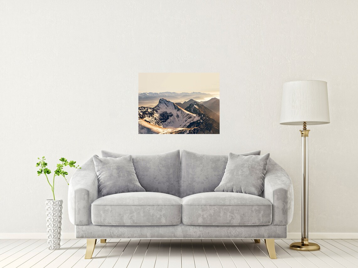 Savoie French Alps Snowy Peaks Golden Light Landscape Poster - Image 2