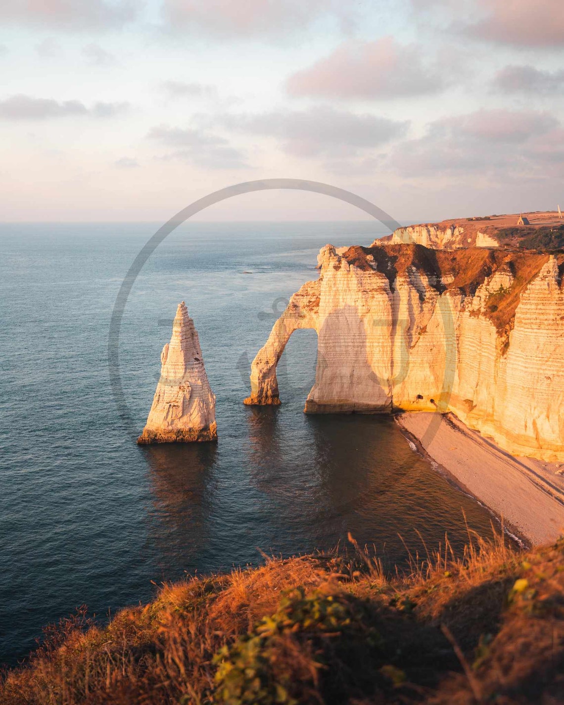 Etretat Normandy France White Cliffs Arch Sunset Seascape Poster - Image 3