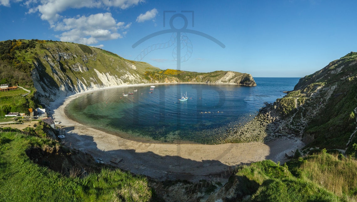 Lulworth Cove Jurassic Coast Dorset Circular Cove Boats Poster - Image 3