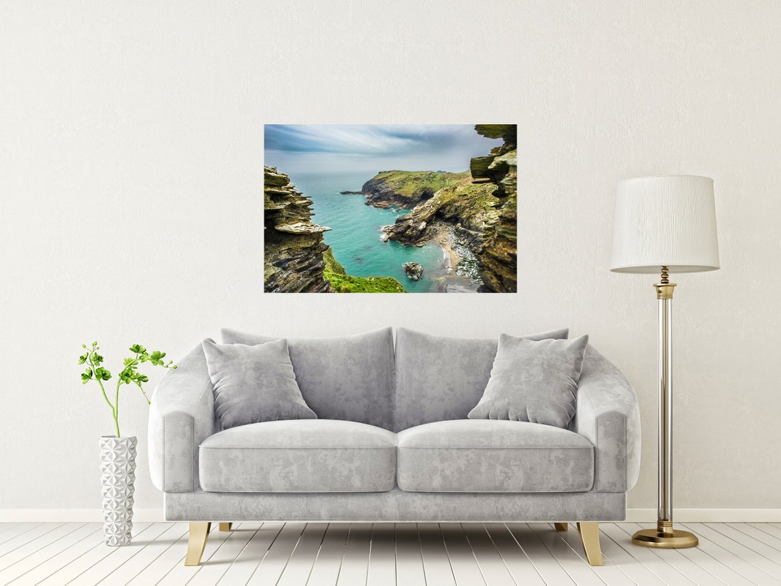 Tintagel Cornwall Cliffs Turquoise Cove Atlantic Coast Poster - Image 2