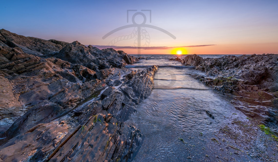 Westward Ho Beach North Devon Sunset Rocky Shore Waves Poster - Image 3