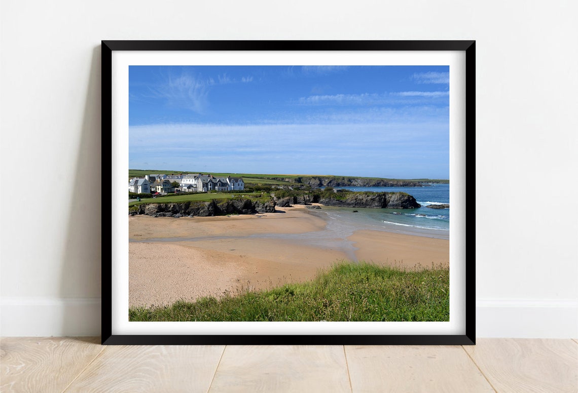 Trevone Bay Cornwall Beach Clifftop Houses Summer View Poster