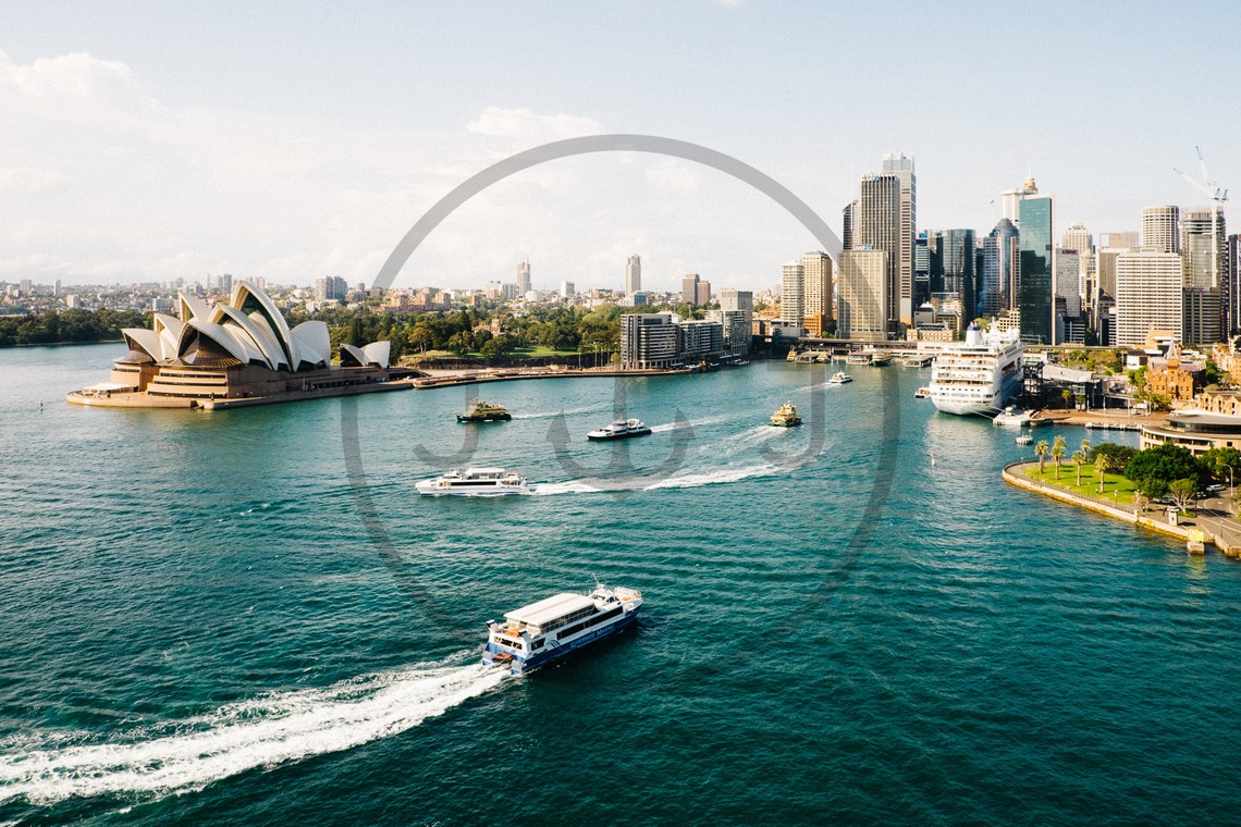 Sydney Harbour Australia Opera House Ferries Aerial Skyline Poster - Image 3