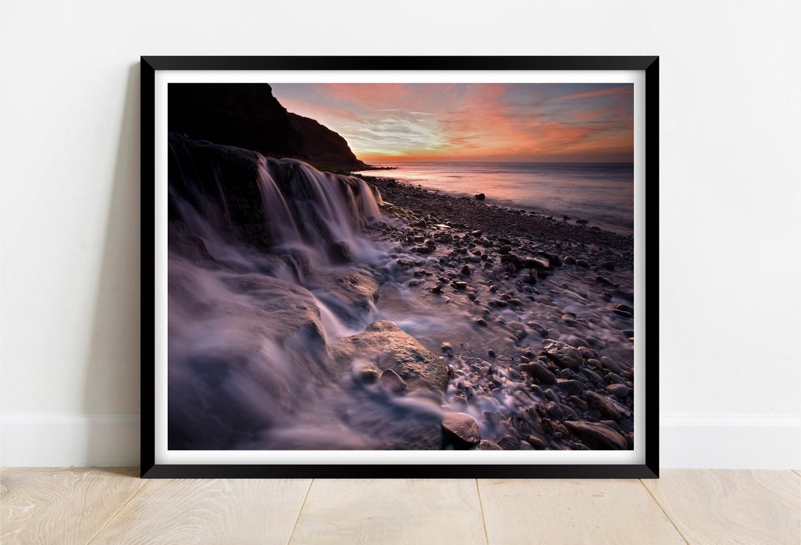 Osmington Bay Jurassic Coast Dorset Sunset Waterfall Shore Poster
