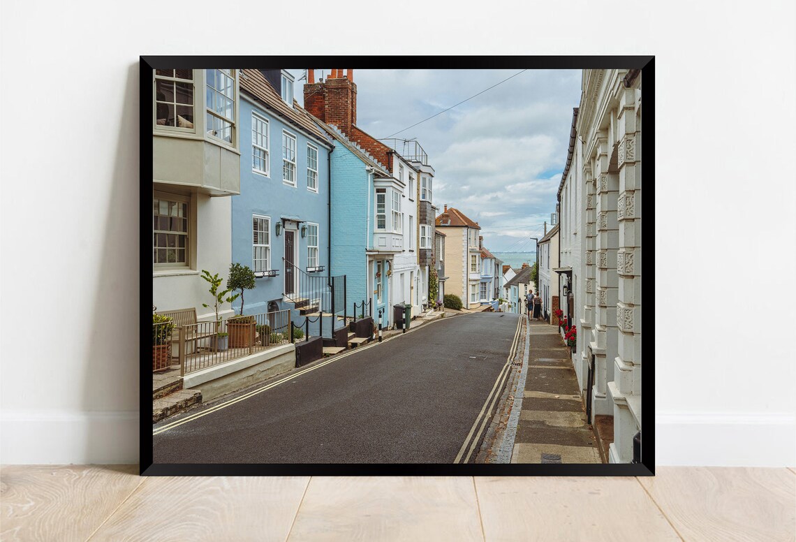 Cowes Isle Of Wight Pastel Seaside Street Houses Leading To Sea Poster - Image 2