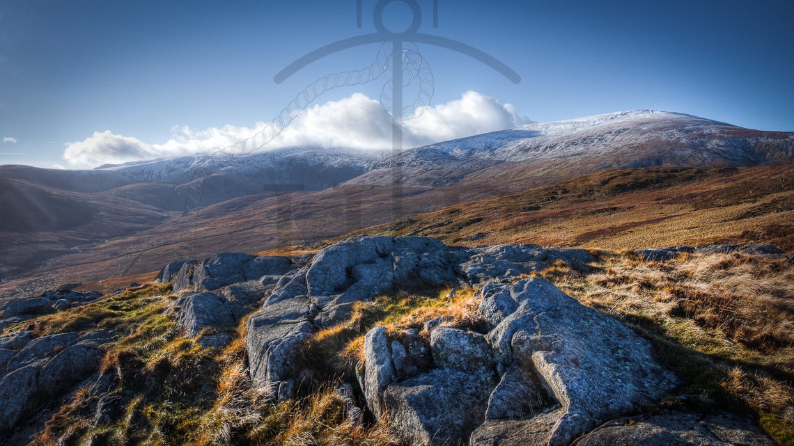 Carneddau Mountain Range Snowdonia Wales Snowy Peaks View Poster - Image 3