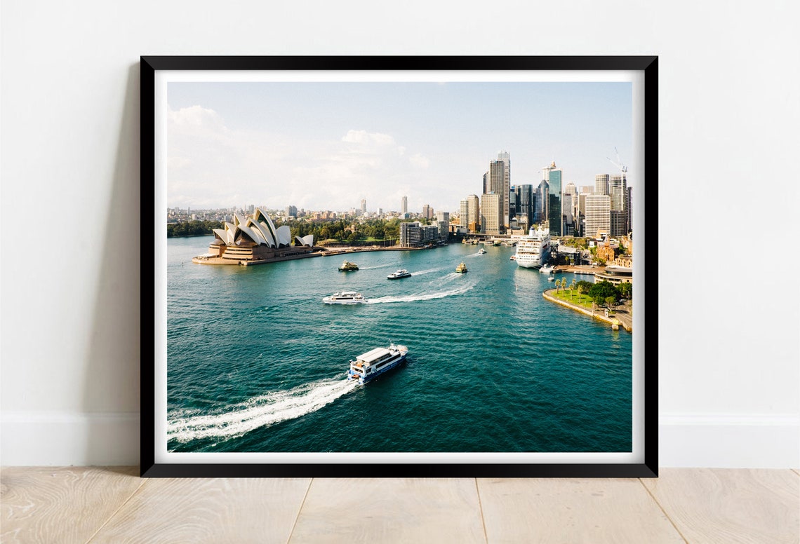 Sydney Harbour Australia Opera House Ferries Aerial Skyline Poster