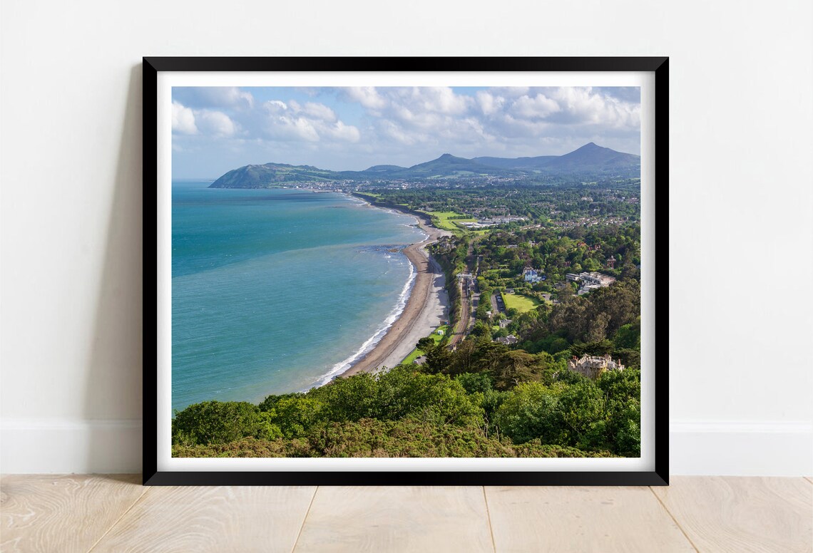 Dublin Bay Ireland Coastline View With Beach And Hills Poster
