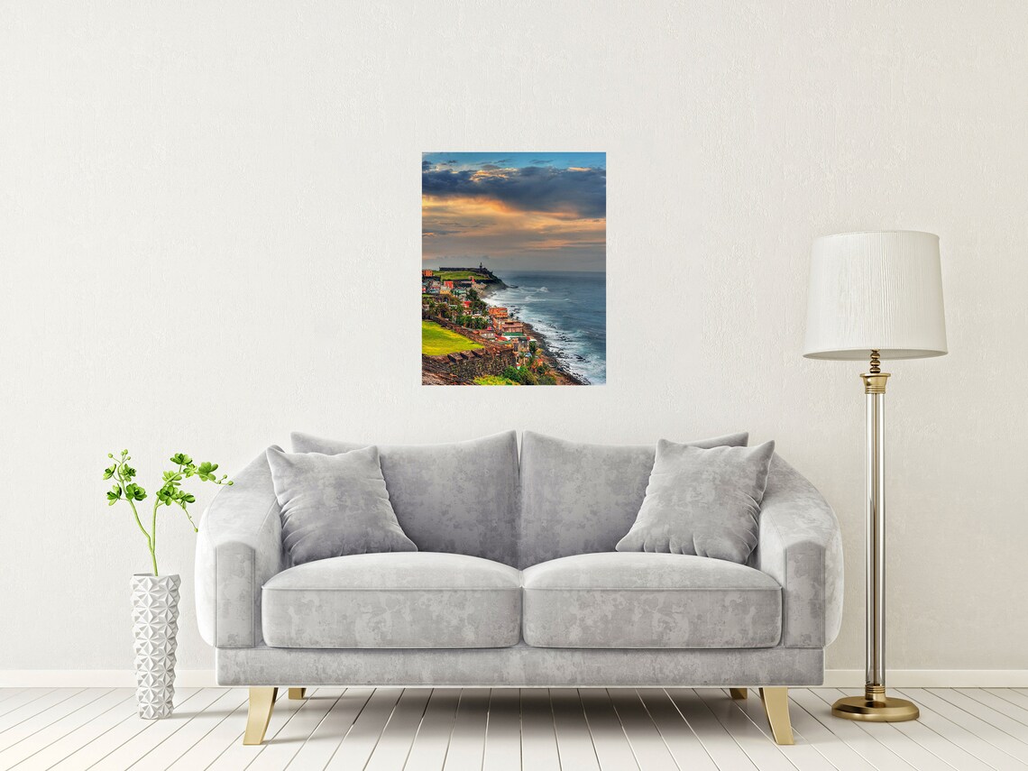 San Juan Puerto Rico Old Town Coast Sunset Over The Ocean Waves Poster - Image 2
