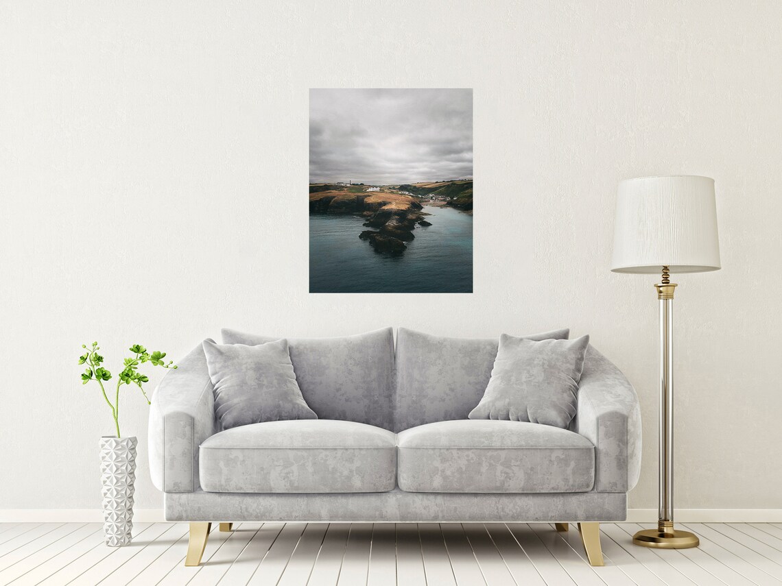 Port Isaac North Cornwall Rocky Headland Moody Coast Seascape Poster - Image 2
