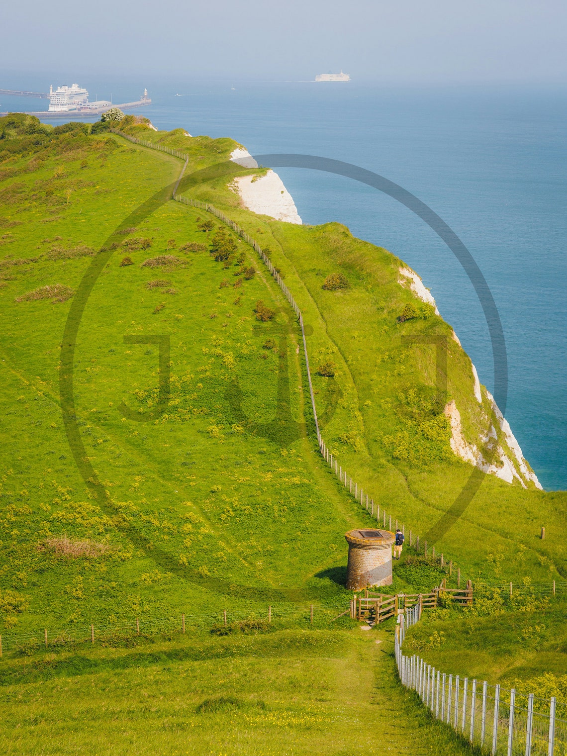 White Cliffs Of Dover Green Headland Ships English Channel Kent Poster - Image 3