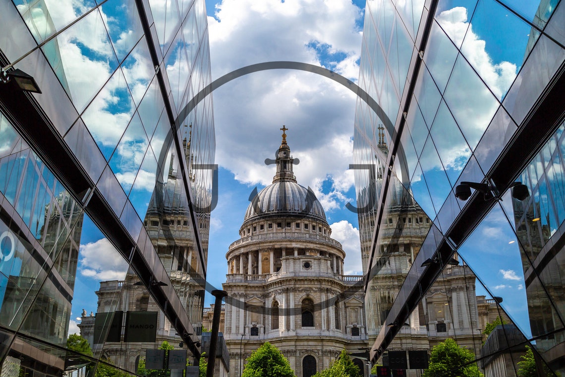 Saint Pauls Cathedral Reflected In Glass Buildings London Poster - Image 3