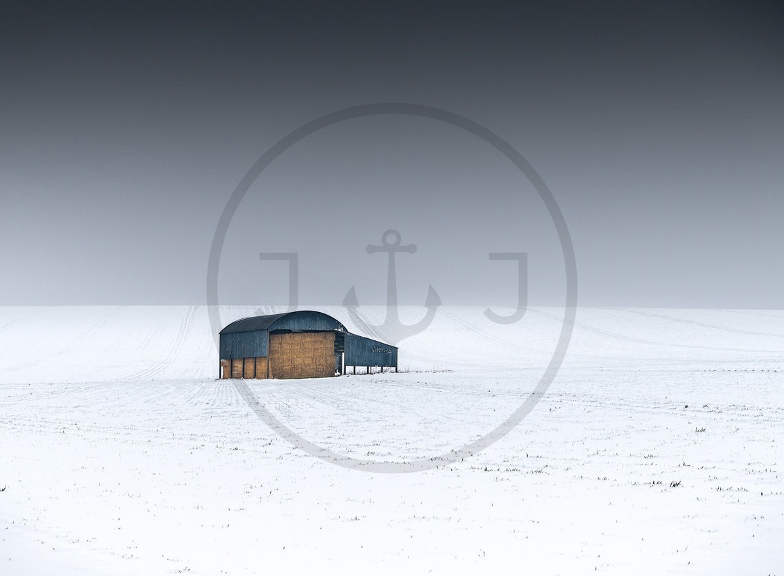 Sixpenny Handley Lone Barn In Snowy Field Winter Dorset Poster - Image 3