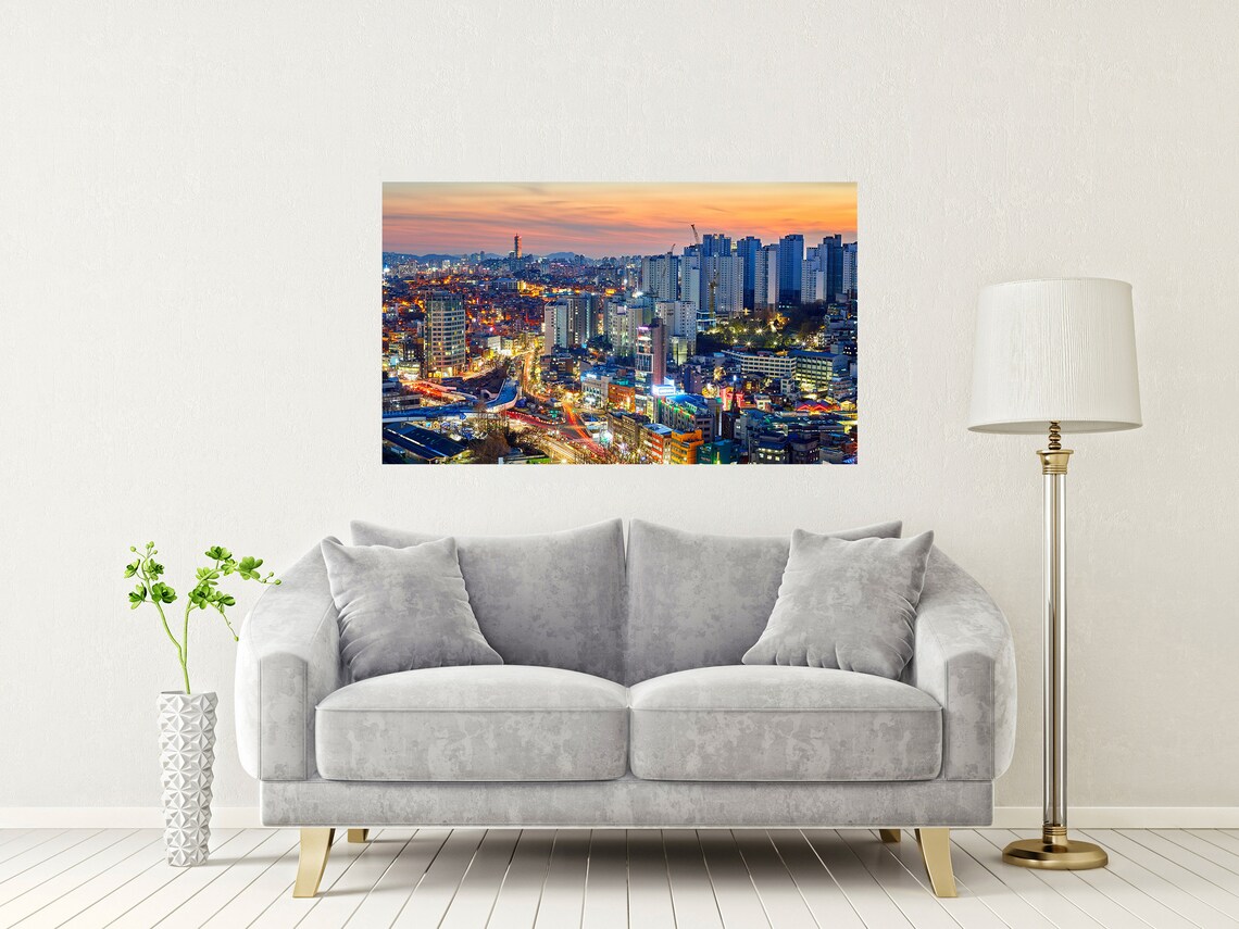 Seoul South Korea Dusk Skyline Night Tower City Lights Poster - Image 2