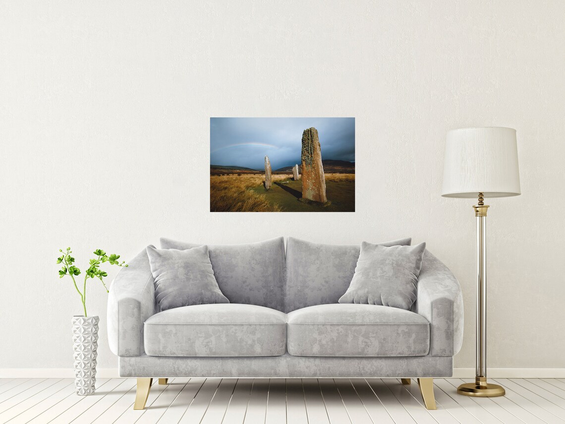Machrie Moor Standing Stones Isle Of Arran Rainbow Sky Poster - Image 2