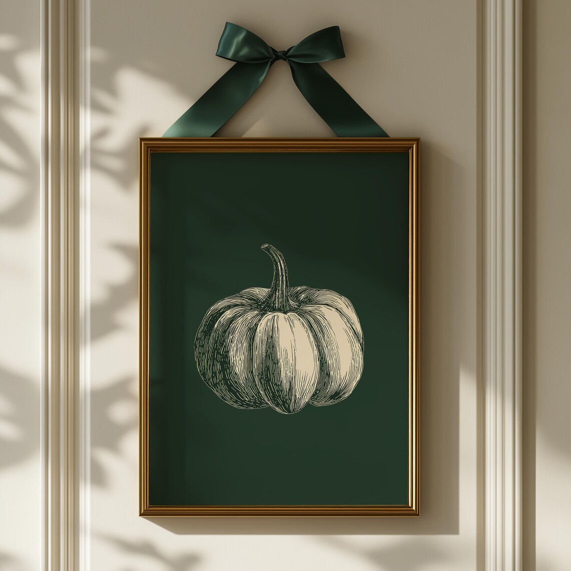 Vintage Pumpkin Art Print, Rustic Fall Harvest
