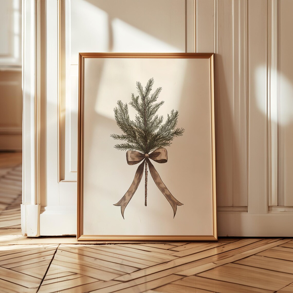 Christmas Tree Rustic Neutral Wall Art Print