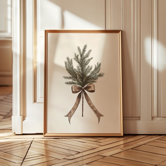 Christmas Tree Rustic Neutral Wall Art Print