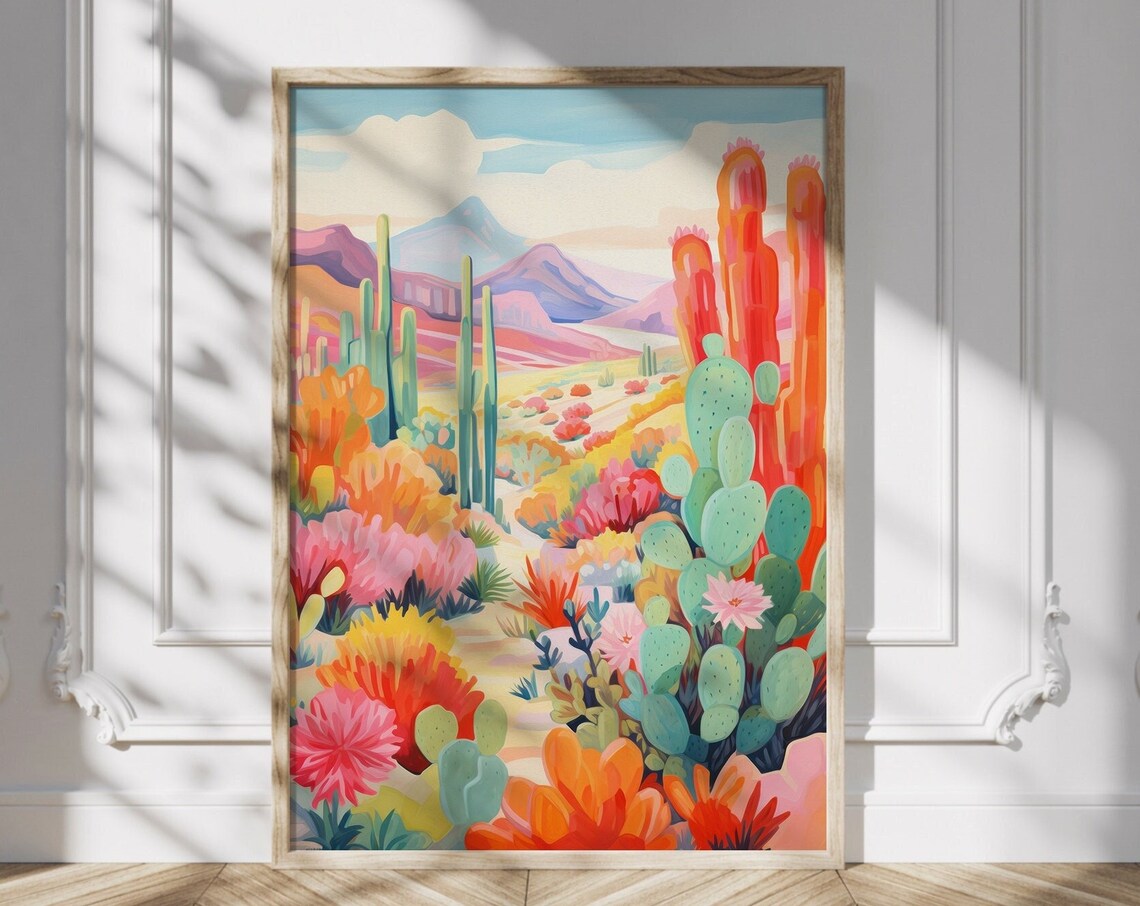 Maximalist Desert Cactus Poster, Retro Botanical Art - Image 3