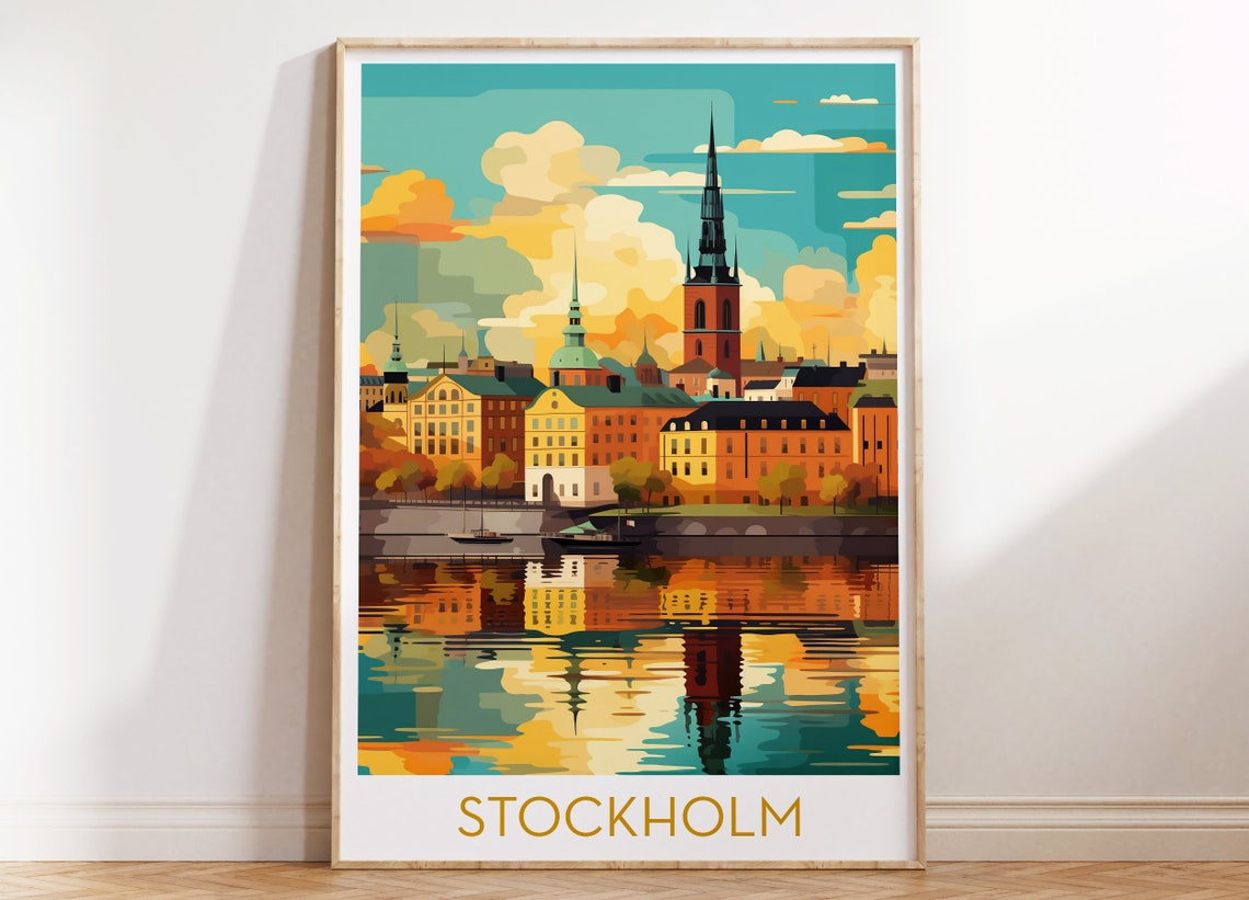 Stockholm Sweden Waterfront Poster with Gamla Stan Reflections