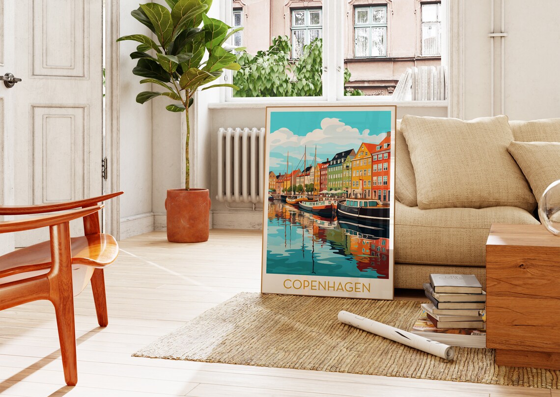 Copenhagen Nyhavn Harbor Colorful Waterfront Houses Travel Poster - Image 4