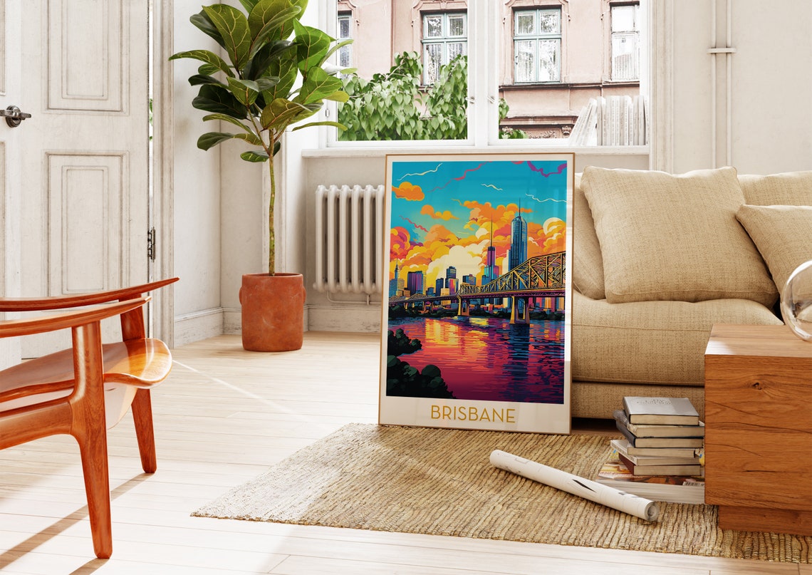 Brisbane Sunset Skyline Story Bridge Riverside City View Poster - Image 4