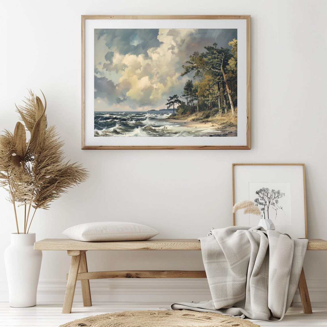 Moody Rustic Coastal Print Vintage Seascape Painting 02 - Image 2