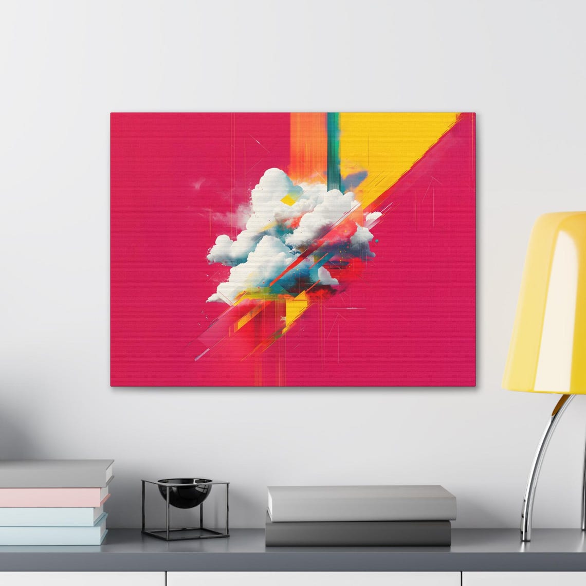 Abstract Geometric Cloud Burst Hot Pink Modern Colorful Art Poster - Image 2